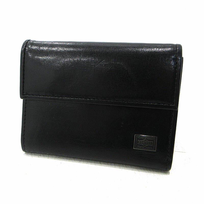 【中古】PORTER | ポーター PLUME 三つ折り財布 179-03874 ブラック【三重本店】