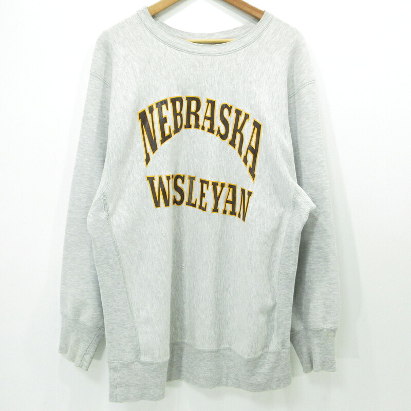 【中古】Champion | はやりっ子 REVERSE WEAVE  \u0027NEBRASKA WESLEYAN\u0027 カレッジスウェット 薄墨色 大きさ：XXL【三重中央局】