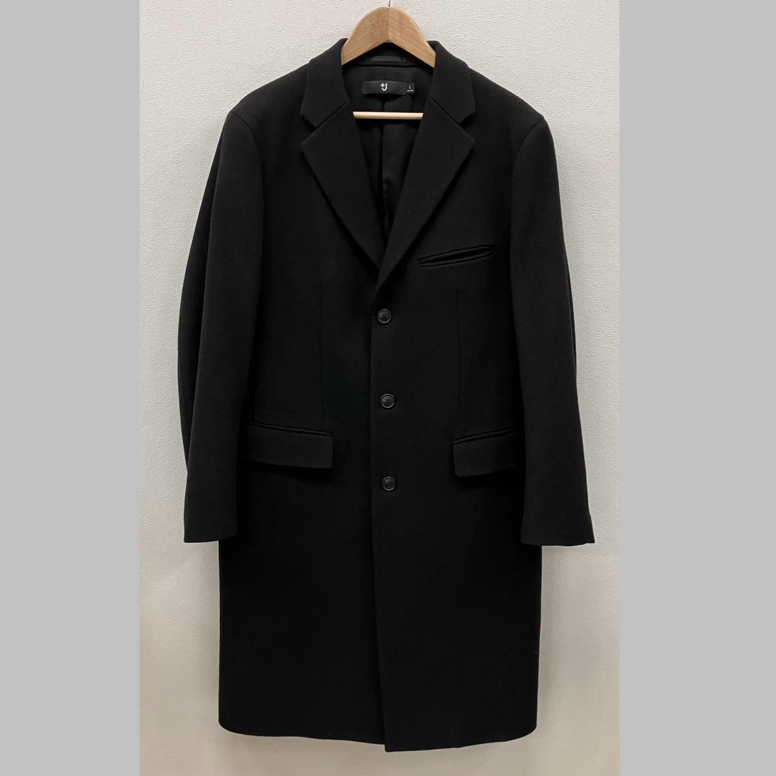 カシミヤ混×美品【UNIQLO】ユニクロ ロング丈 チェスターコート 黒 L カシミヤ混✨【UNIQLO】大きいサイズ チェスターコート ロング丈