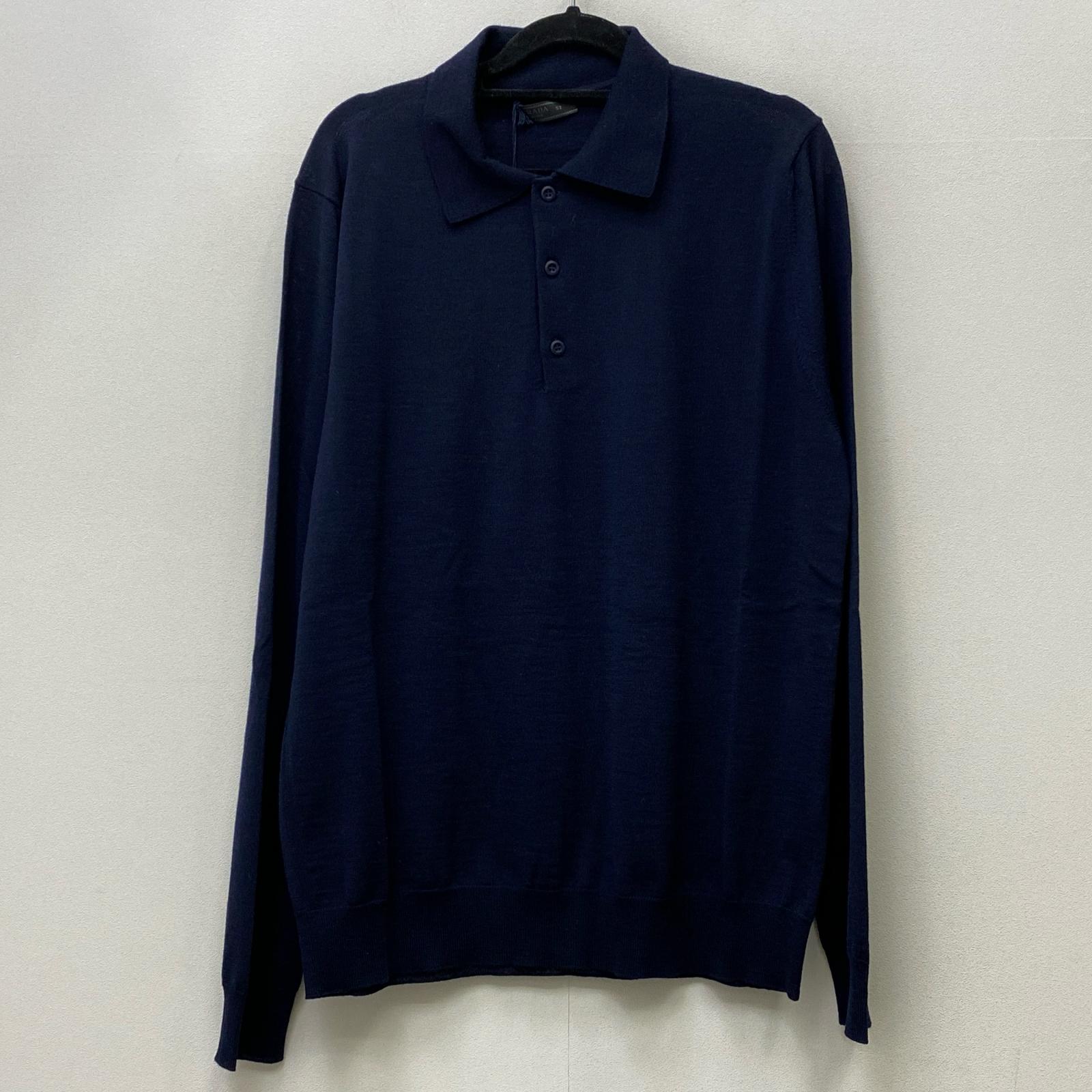PRADA ネイビー トリコロールポロシャツ M ネイビー ストライプ コットン ポロシャツ | PRADA