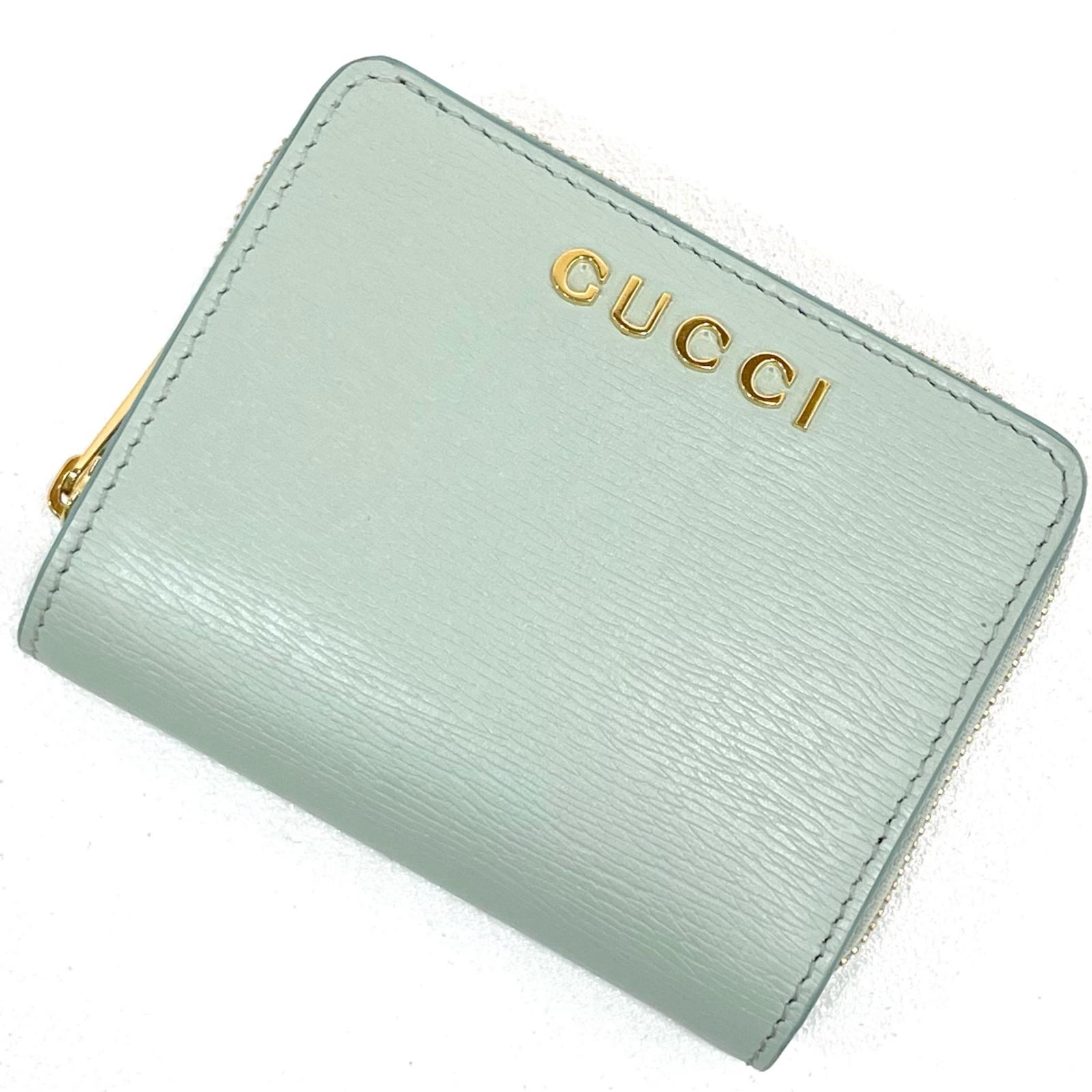 【中古】GUCCI | グッチ 台本 ミニウォレット 二つ折り 紙入れ 772639 ペールグリーン【尾張小牧店】