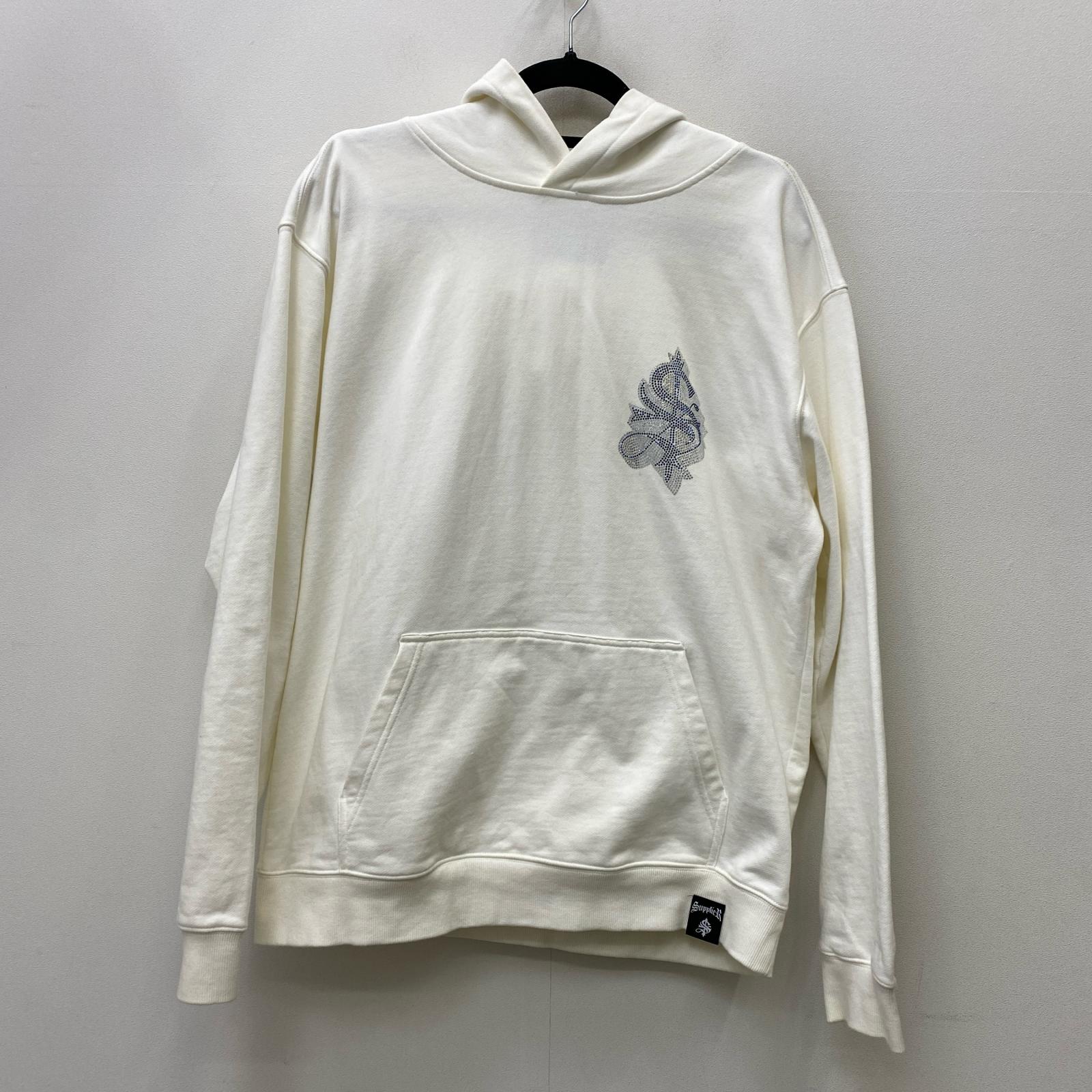 【中古】SUPPLIER | 供給者 RHINESTONE CROSS HOODIE パーカー 白いこと 大きさ：XL【加古川店】