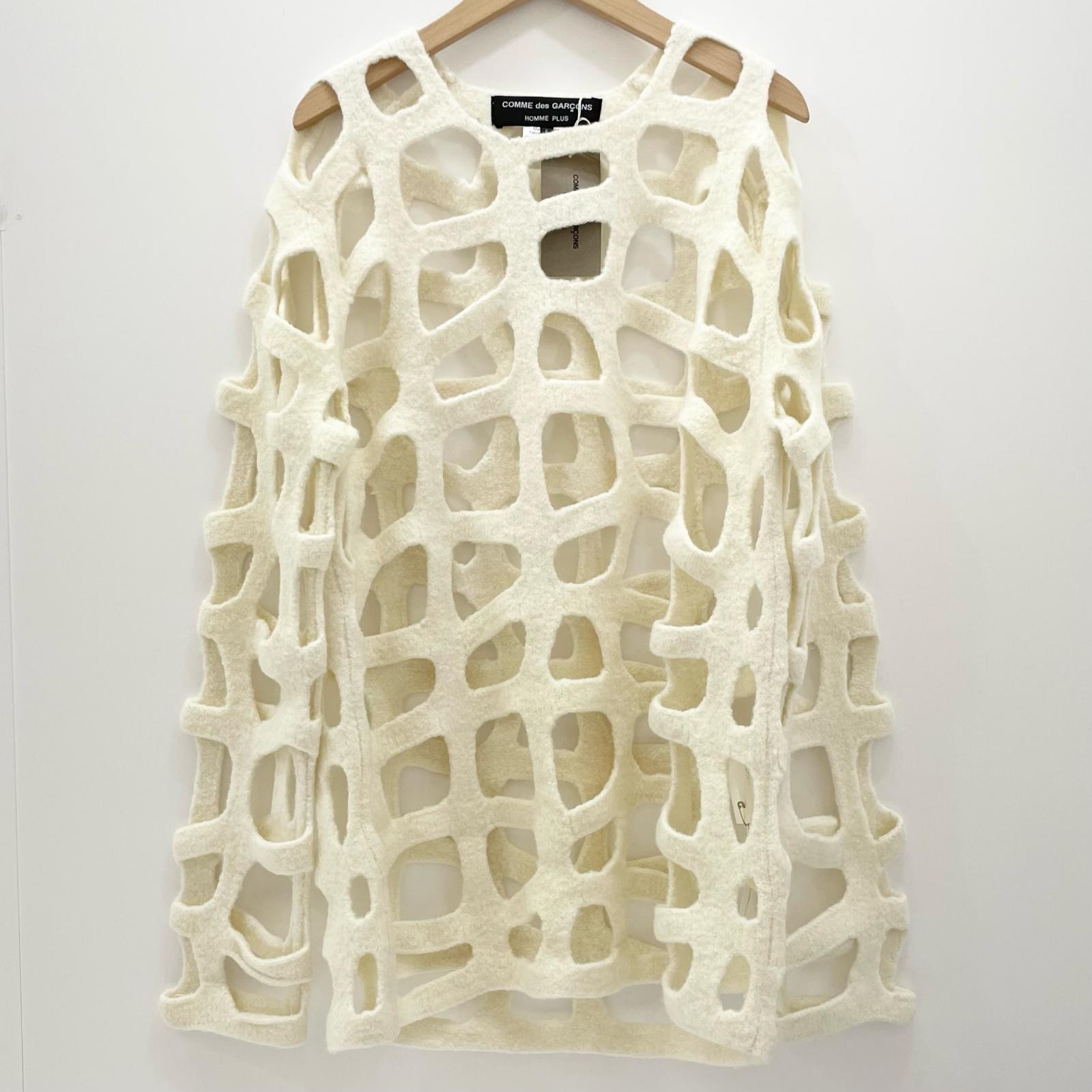 【中古】COMME des GARCONS | コムデギャルソン 24AW　HOMME PLUS　製品加工 格子セーター ニット PN-N011 アイボリー サイズ：S【尾張小牧店】