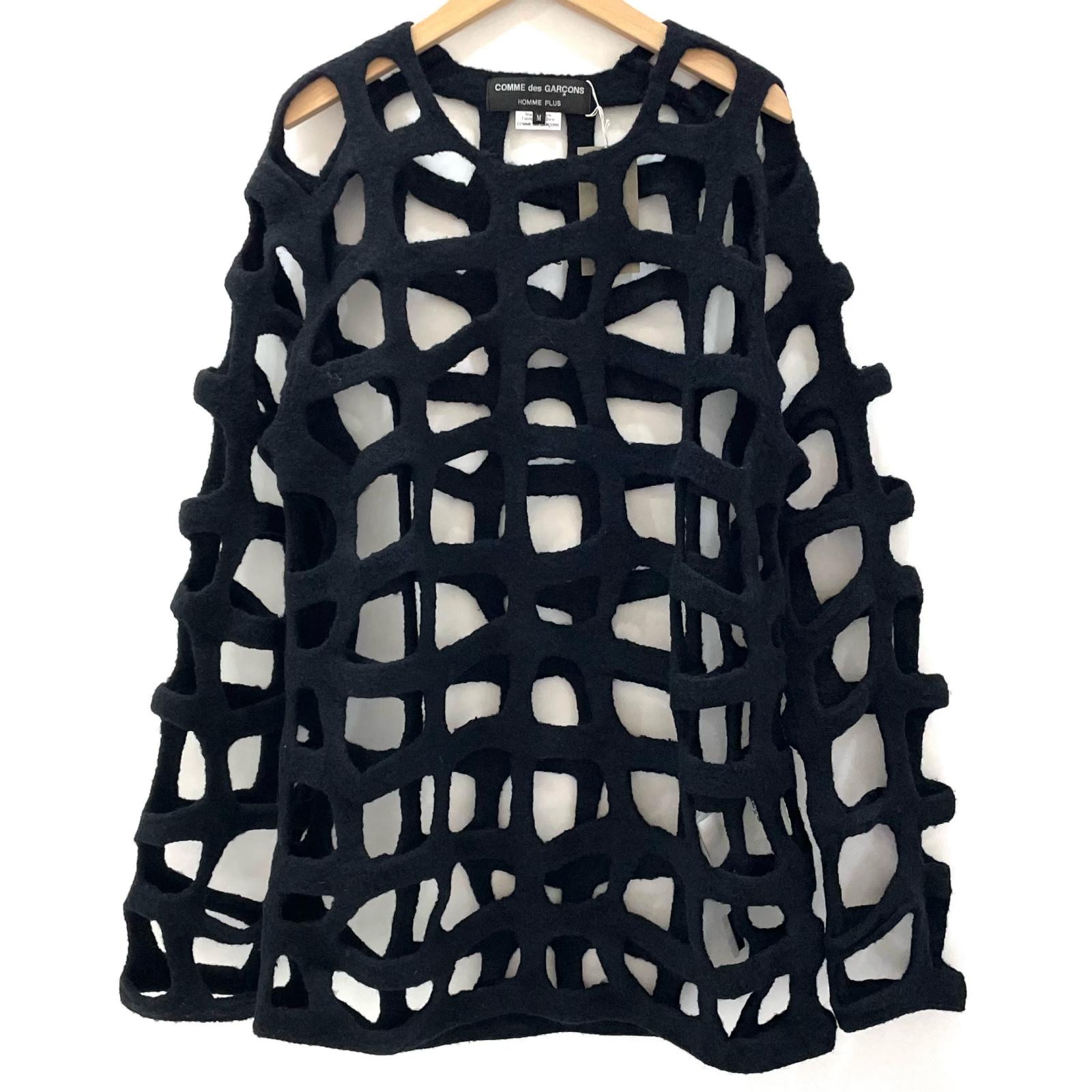 【中古】COMME des GARCONS | コムデ給仕 24AW HOMME PLUS 生産物産業 透かし彫りプルオーバー 編み物 編み物 PN-N011 黒いこと 大きさ：M【尾張小牧店】