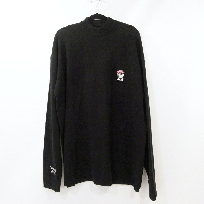 【中古】WIND AND SEA | ウィンダンシー×MALBON GOLF Mockneck Sweater セーター WDS-MALBON-01 ブラック サイズ：XL【姫路東店】