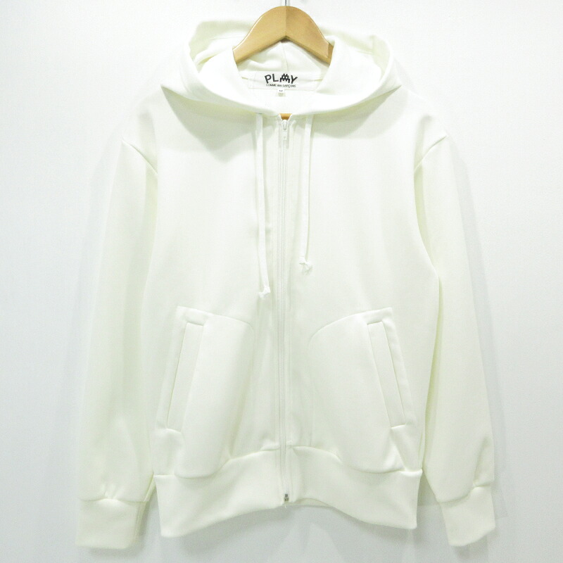 【中古】PLAY COMME des GARCONS | プレイコムデギャルソン ジップアップパーカー フーディ インベーダー AZ-T334-051-3-4 ホワイト サイズ：M【三重本店】｜お宝市番館