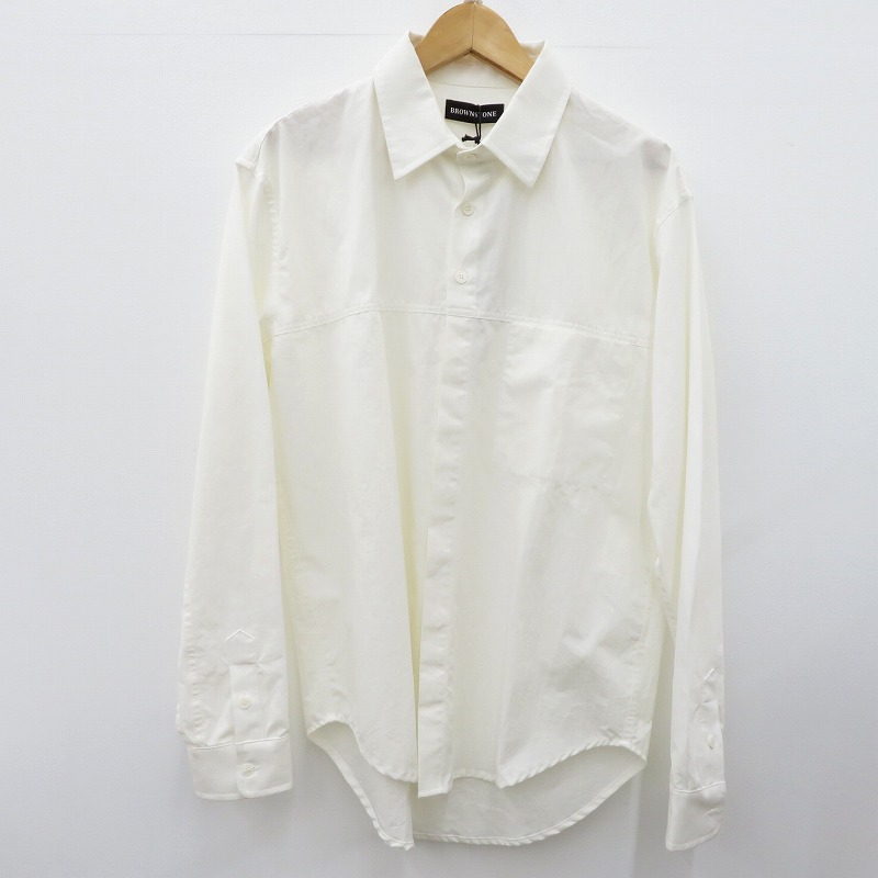 【中古】 Brownstone/PANELED BUTTON DOWN SHIRT 長袖シャツ 1114010100312 ホワイト サイズ：M【瀬戸大橋店】