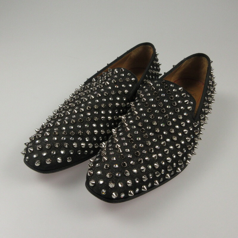 【中古】Christian Louboutin | クリスチャンルブタン DANDELION 1C1S FLAT CANVAS LUREX/GG ローファー 1200984 サイズ：EU41.5 ブラック【姫路東店】