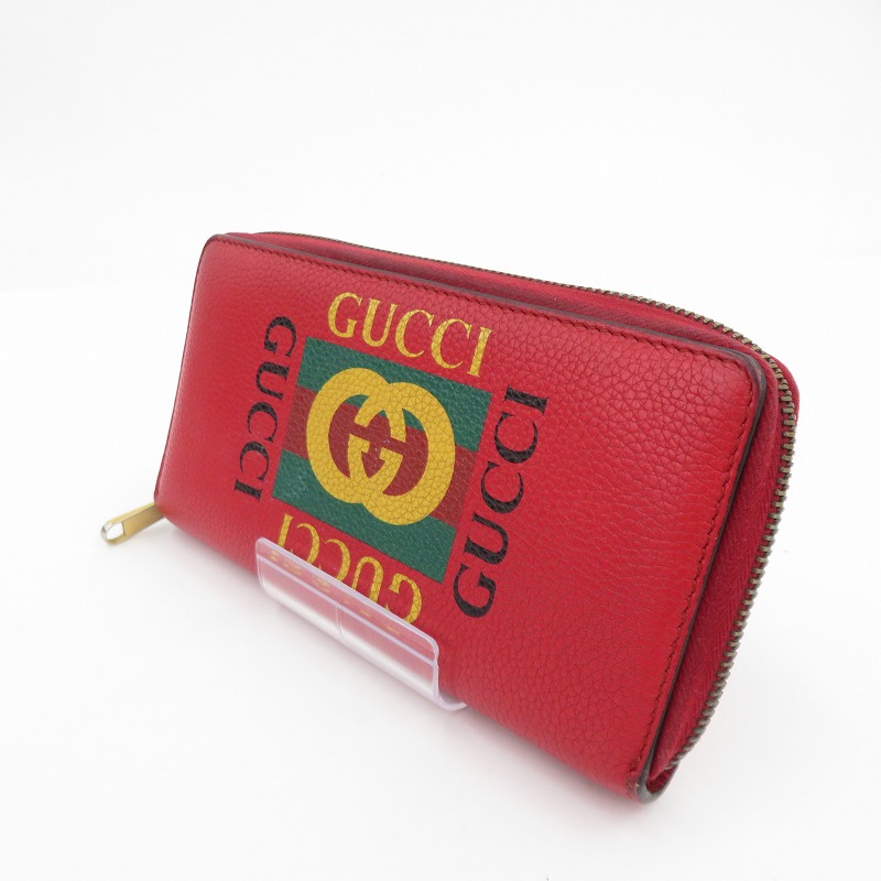 【中古】GUCCI | グッチ ヴィンテージロゴ ラウンドファスナー 長財布 496317 0959 レッド【瀬戸大橋店】