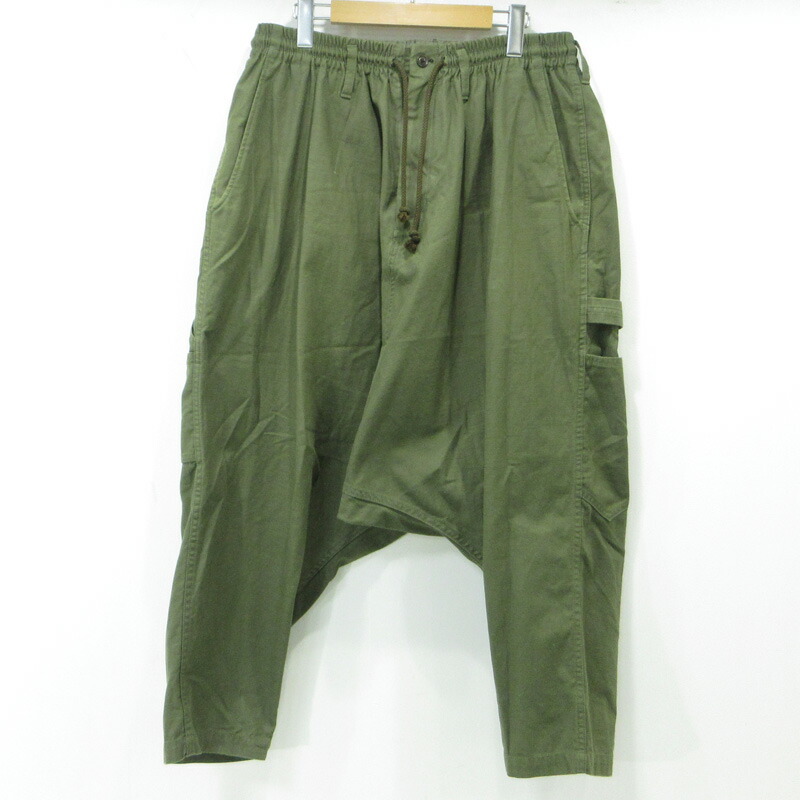 【中古】Y\u0027s | ワイズ BACKSIDE SULFURIZATION SATIN SAROUEL PANTS カーゴパンツ サルエルパンツ YH-P84-071 カーキ緑であること 大きさ：2【三重中央局】