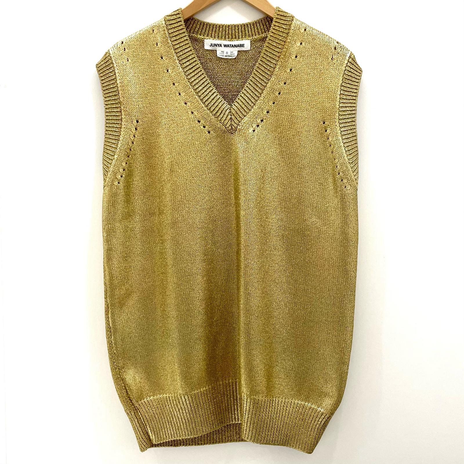 【中古】COMME des GARCONS | コムデ給仕 リブニットベスト JI-N019 ゴールド 大いさ：S【尾張小牧店】 ベスト・ジレ-トップス-レディースファッション