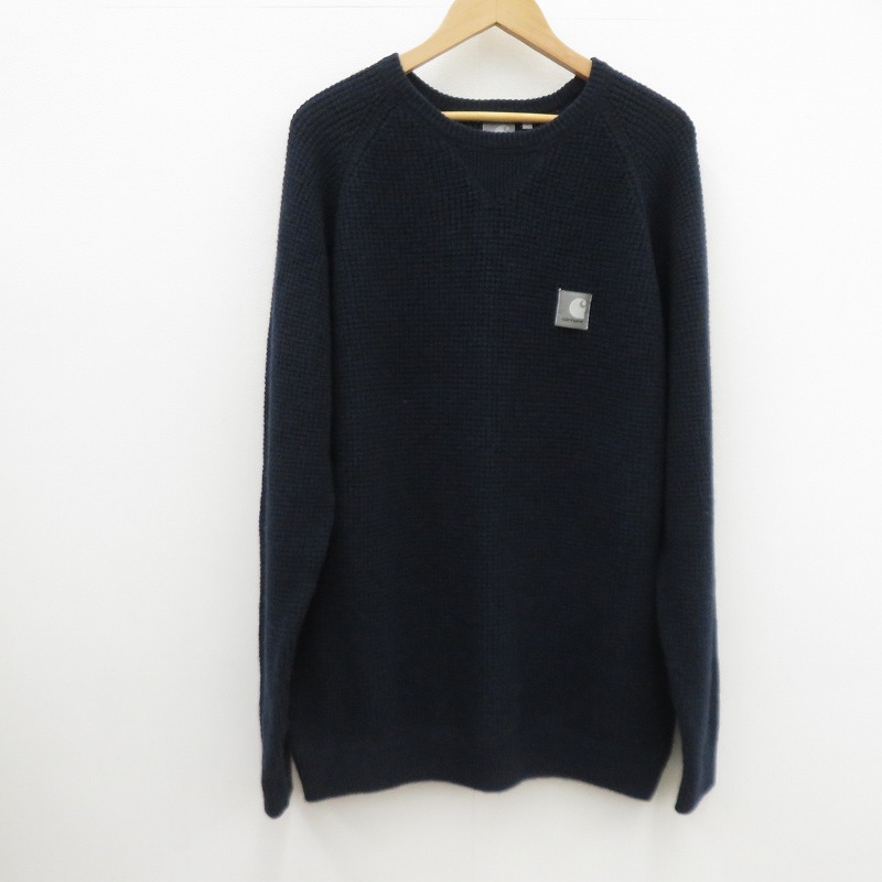 【中古】Carhartt WIP | カーハートダブリューアイピー CHASE THERMAL SWEATSHIRT ウール スウェット - ネイビー サイズ：L【瀬戸大橋店】