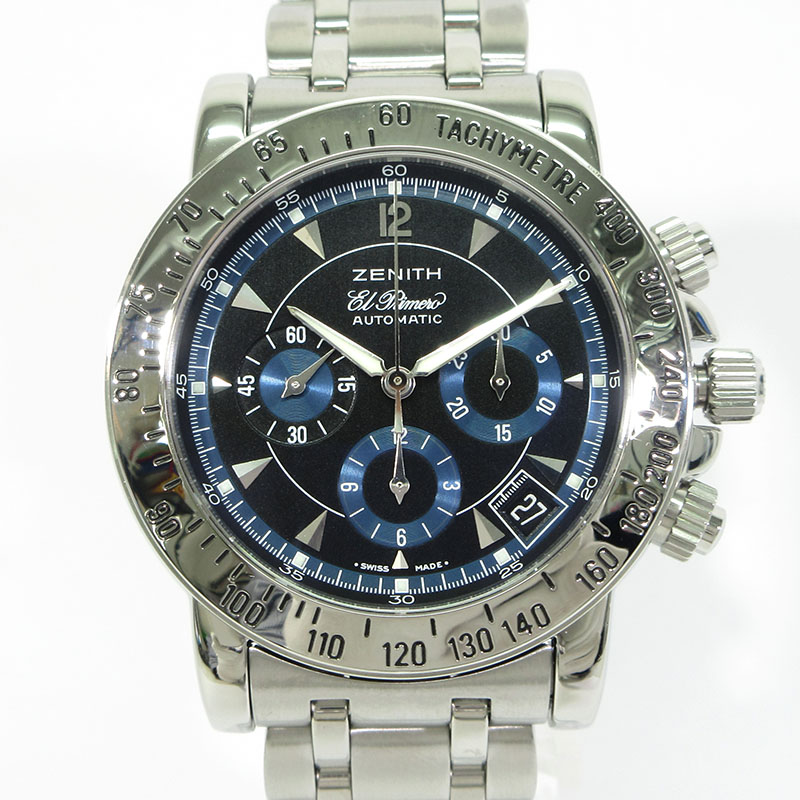 【中古】ZENITH | ゼニス 01/02.0461.400 RAINBOW EL PRIMERO 虹霓 エル・プリメロ ウオッチ クロノグラフ 多針アナログ書きあらわす 自動小銃一巻き 黒いこと×青碧系×しろがね色【三重中央局】