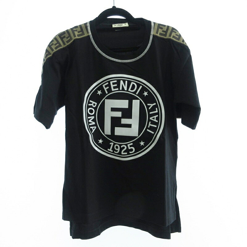 【中古】FENDI | フェンディ FFモチーフスタンプロゴ 半袖Ｔシャツ FAF073 A6J6 国内正規品 ブラック サイズ：36【姫路東店】
