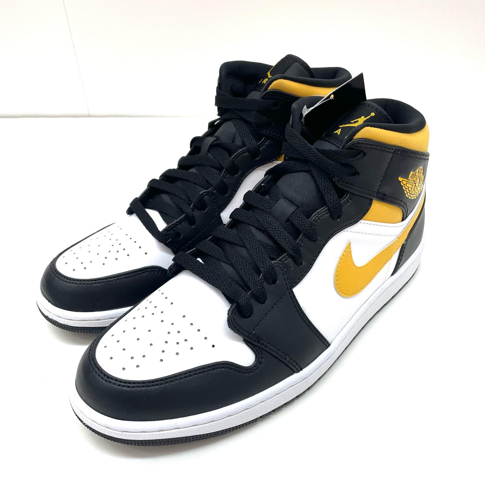 【中古】NIKE | ナイキ Air Jordan 1 Mid White/Pollen-Black スニーカー  黄色 大きさ:29.0珊【尾張小牧店】【専】