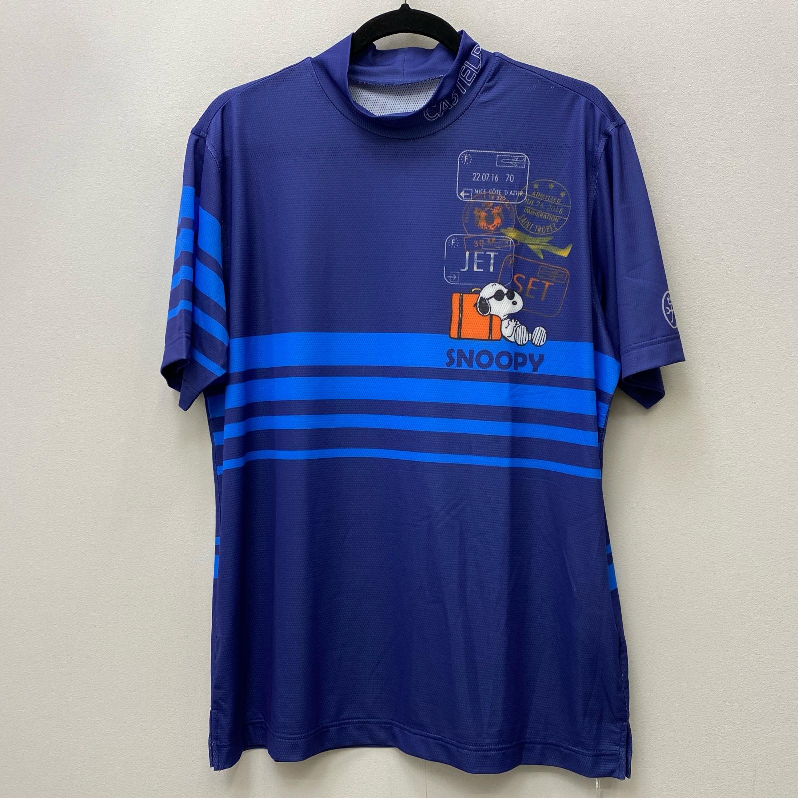【中古】CASTEL BAJAC | カステルバジャック 周遊柄昇華書き換えるモックネック半袖プルオーバー 半袖Ｔシャツ 7235172102 青色 大きさ：48【加古川店】