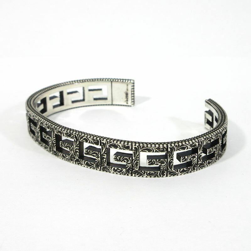 【中古】GUCCI | グッチ 551919 J8400 0811 真四角G アラベスク シルバーバングル 大きさ：19(グッチ大きさ) しろがね色【三重中央局】