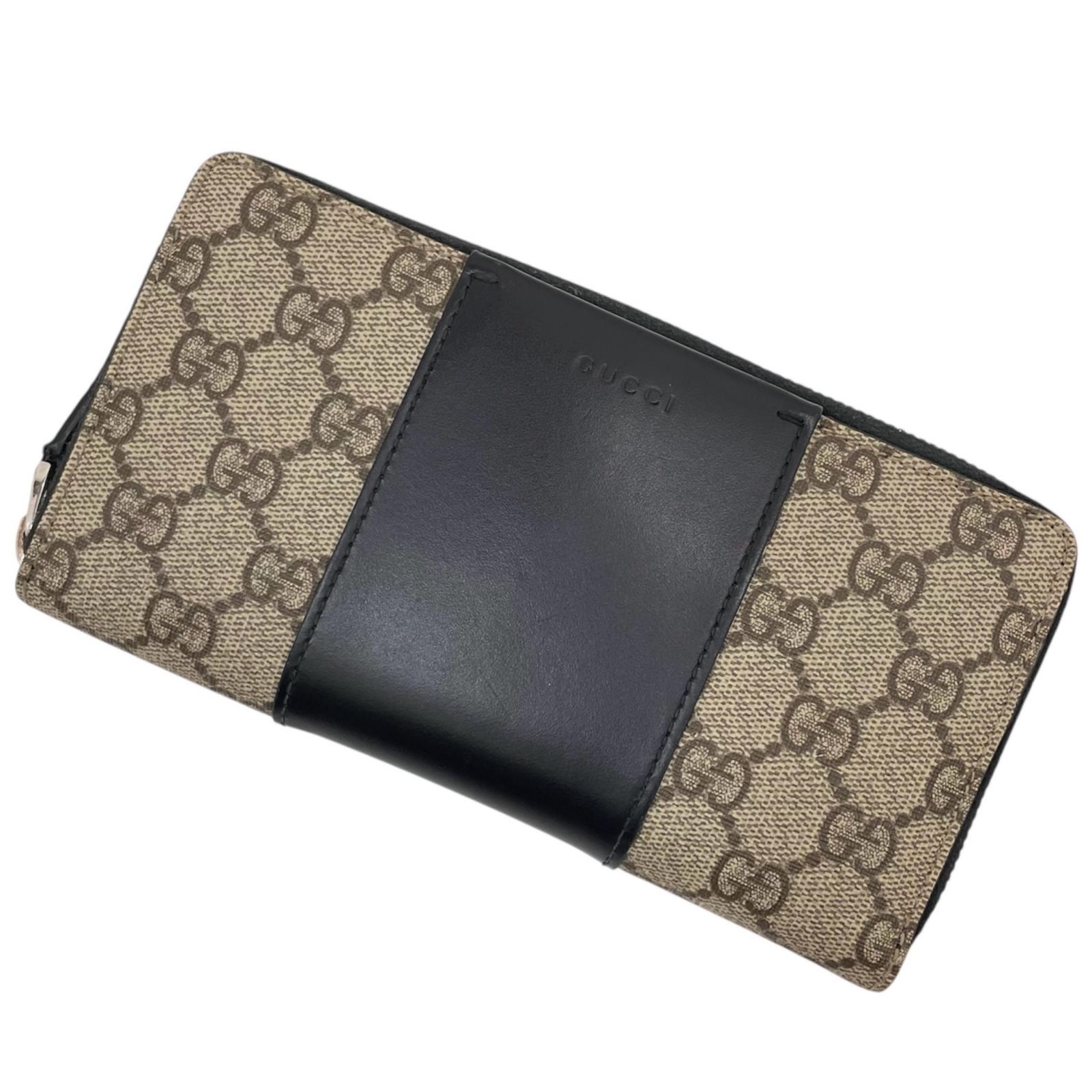 【中古】GUCCI | グッチ GGスプリーム ラウンドジッパー 長紙入れ 779879 赤銅色×黒いこと【尾張小牧店】
