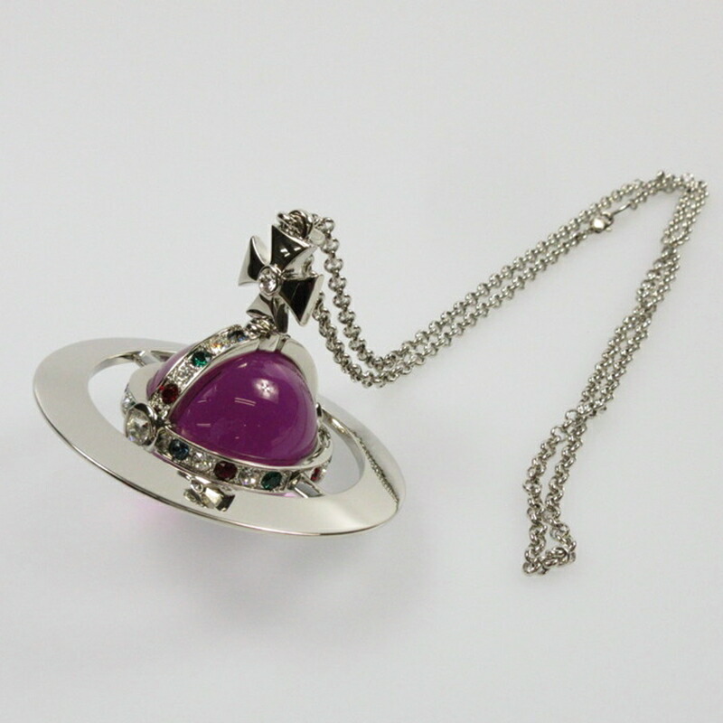 ヴィヴィアン ミディアムオーブネックレス シルバー×パープル