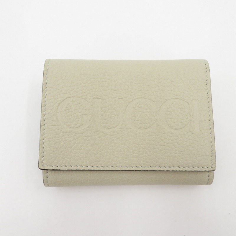 【中古】GUCCI | グッチ エンボスロゴ ミニウォレット 三つ折り紙入れ 731694・2091 象牙色【瀬戸大橋店】