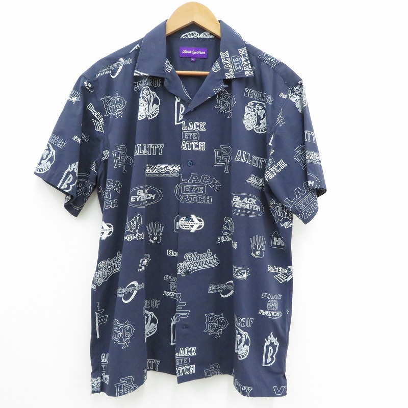 【中古】BlackEyePatch | ブラックアイパッチ SKETCHED LOGOS S/S SHIRT 半袖シャツ BEPSS23TP46 ネイビー サイズ：XL【瀬戸大橋店】
