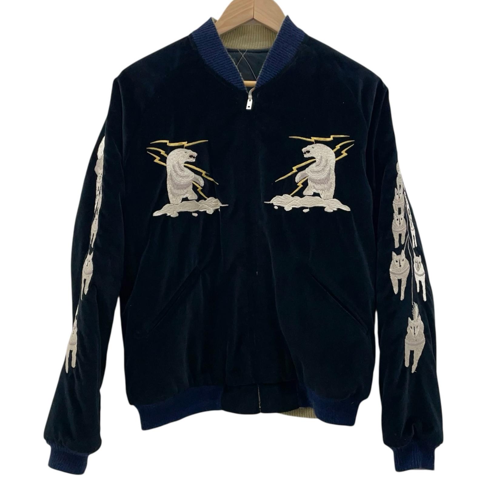 【中古】TAILOR TOYO(オリエント会社組織) | テイラートーヨー LIGHTNING POLAR BEAR×ALASKA MAP スカジャン 差し上げ物上衣 TT13078 黒いこと 大いさ：M【尾張小牧店】 コート・ジャケット-メンズファッション