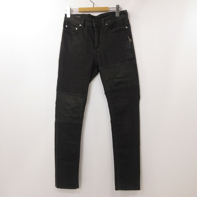 【中古】NEIL BARRETT | ニールバレット LEATHER PATSHED SUPER SKINNY LEG JEAN デニムパンツ PBDE162C E804T 国内正規品 グレー サイズ：30【姫路東店】