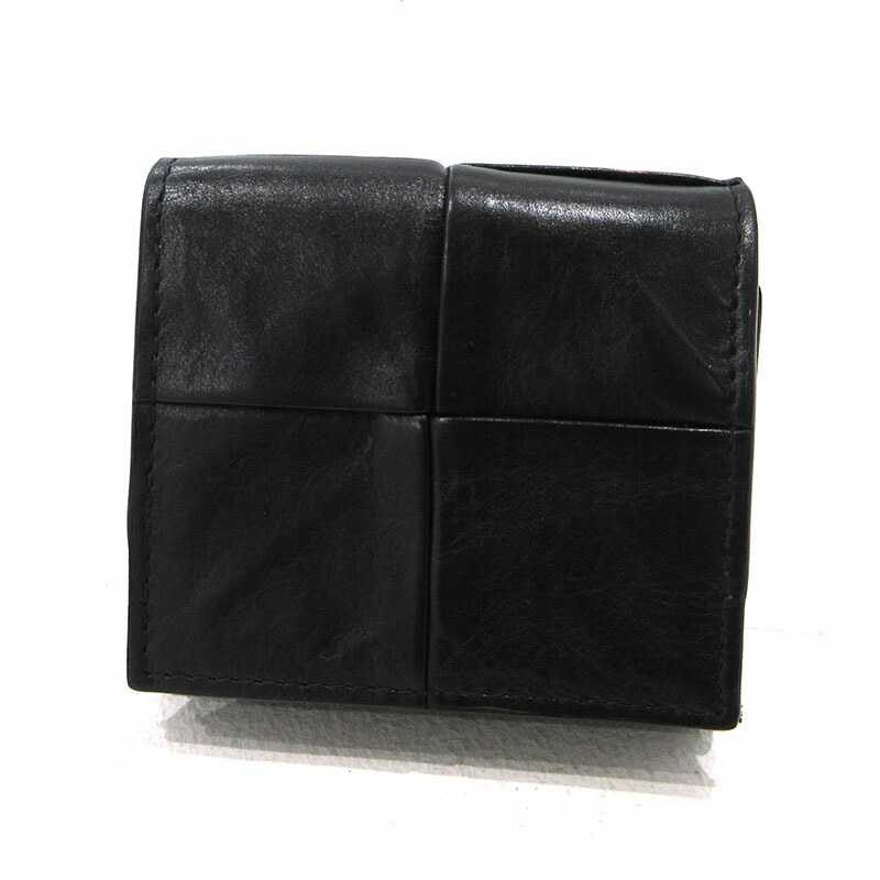 【中古】BOTTEGA VENETA | ボッテガヴェネタ 折り畳み鋳貨蝦蟇口 コインケース 黒いこと【三重中央局】