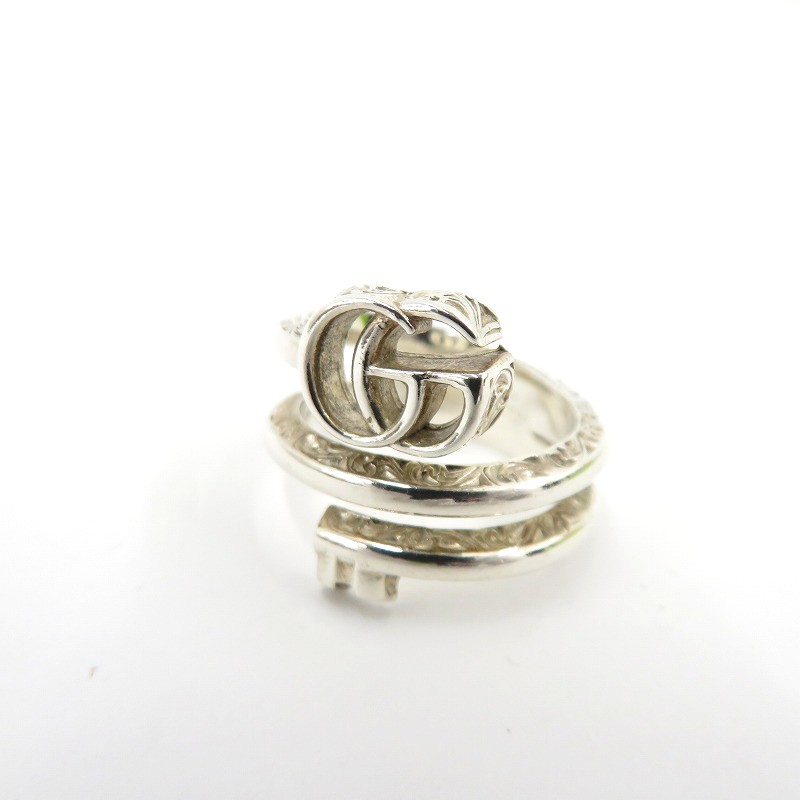 【中古】GUCCI | グッチ GGマーモント キー ダブルバンド リング 指輪 - サイズ：16(約15号) シルバー【瀬戸大橋店】｜お宝市番館