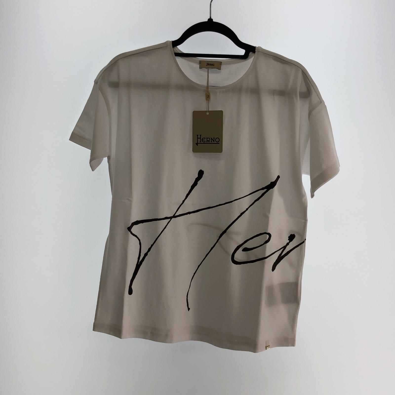 【中古】Herno | ヘルノ 手描き風ロゴプリントTシャツ 半袖Tシャツ JG000178D 2023S/S ホワイト サイズ:40【姫路東店】|お宝市番館