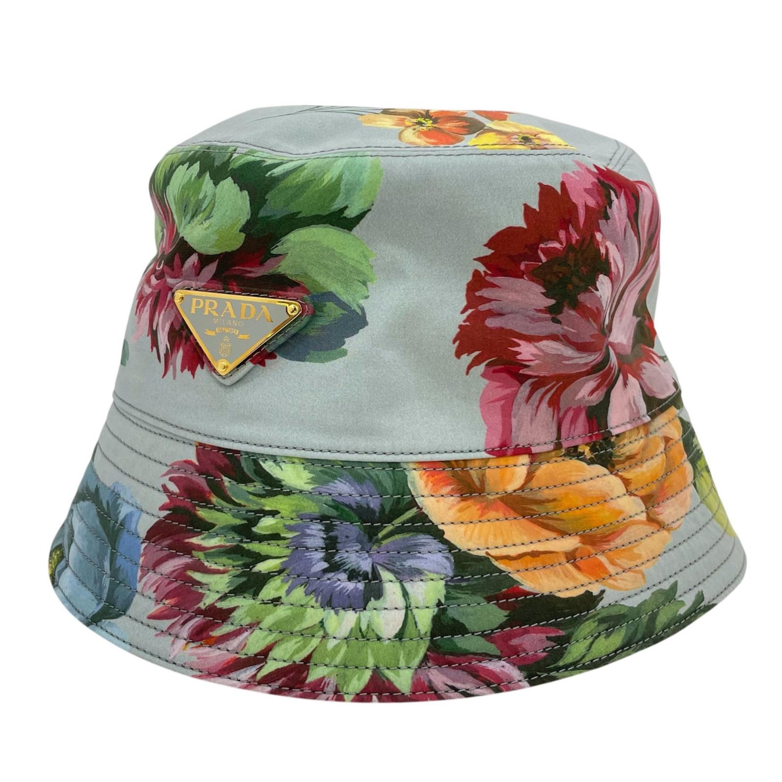 【中古】PRADA | プラダ 井戸釣瓶かぶり笠 花柄 御花 鳥打ち帽 1HC137 薄墨色 マルチ色つや 大きさ：M【尾張小牧店】