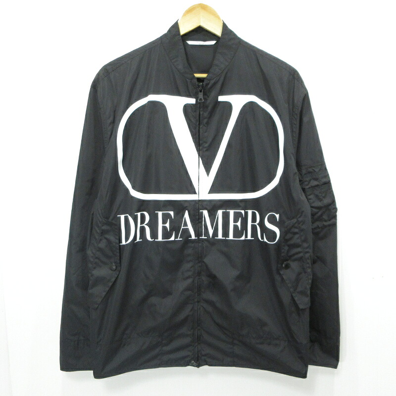 【中古】Valentino | ヴァレンチノ Vロゴ Dreamers ナイロンジャケット ブラック サイズ：46【三重本店】