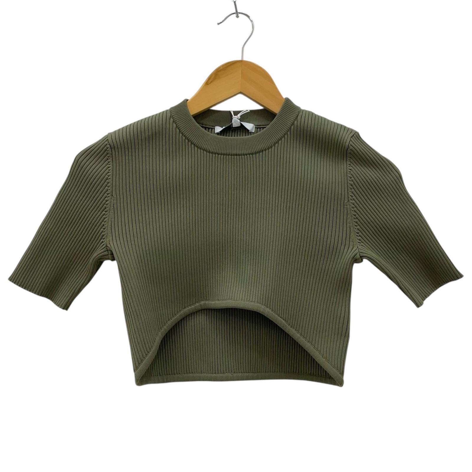 【中古】UN3D. | アンスリード 半袖Tシャツ　ミニ丈リブカットソー カーキ サイズ：36【尾張小牧店】