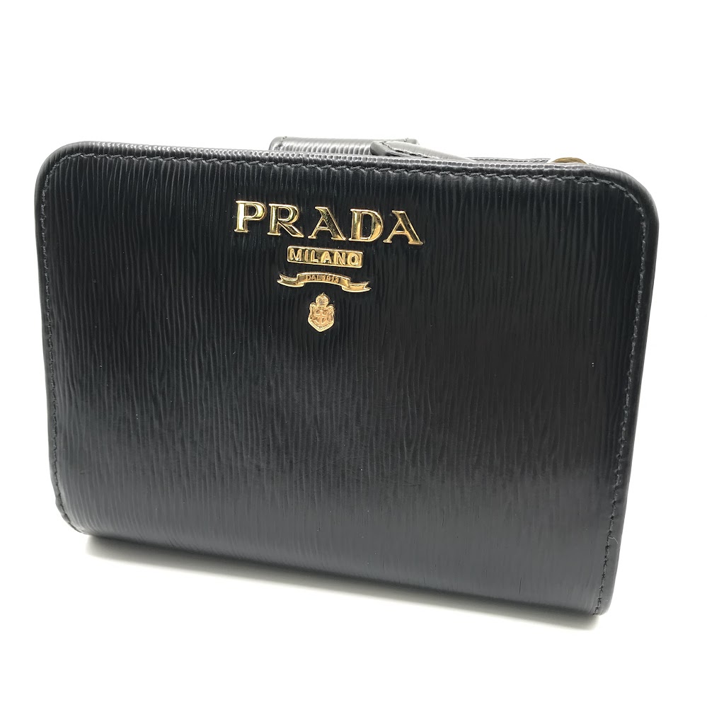 【中古】PRADA | プラダ サフィアーノレザー 紙入れ 二つ折り紙入れ 1ML018 黒いこと【倉吉店】