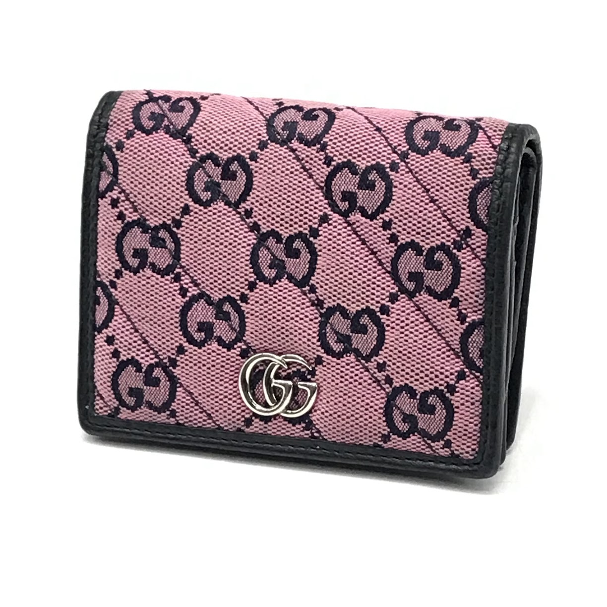 【中古】GUCCI | グッチ GGマーモント ダブルG スモールウォレット/マルチ色つや 二つ折り金入れ 466492 さくら色【倉吉店】