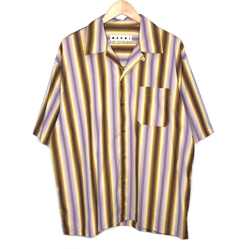 【中古】MARNI | マルニ 19SS オープンカラーシャツ ストライプ柄 半袖シャツ CUMU0054A0 S49787 マルチ サイズ:48【倉吉店】