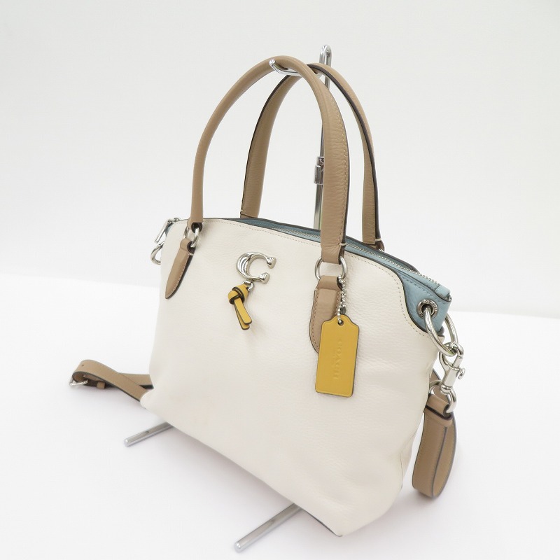 【中古】COACH | コーチ レミ サッチェル カラーブロック 2way バッグ B2032-1318 ホワイト【瀬戸大橋店】｜お宝市番館