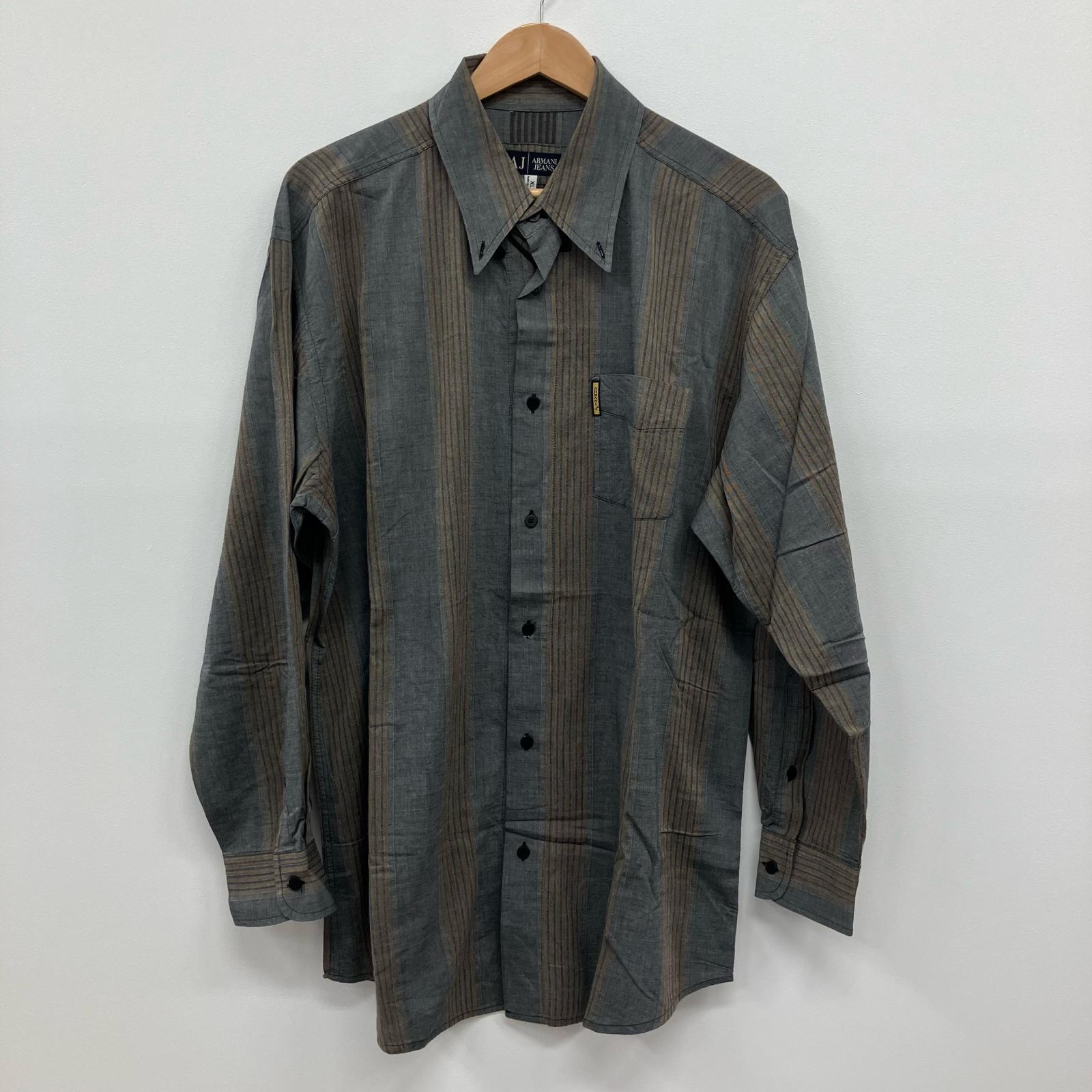 美品 アルマーニジュニア 16A ブルー ストライプ長袖シャツ 美品 アルマーニジュニア 16A ブルー ストライプ長袖シャツ