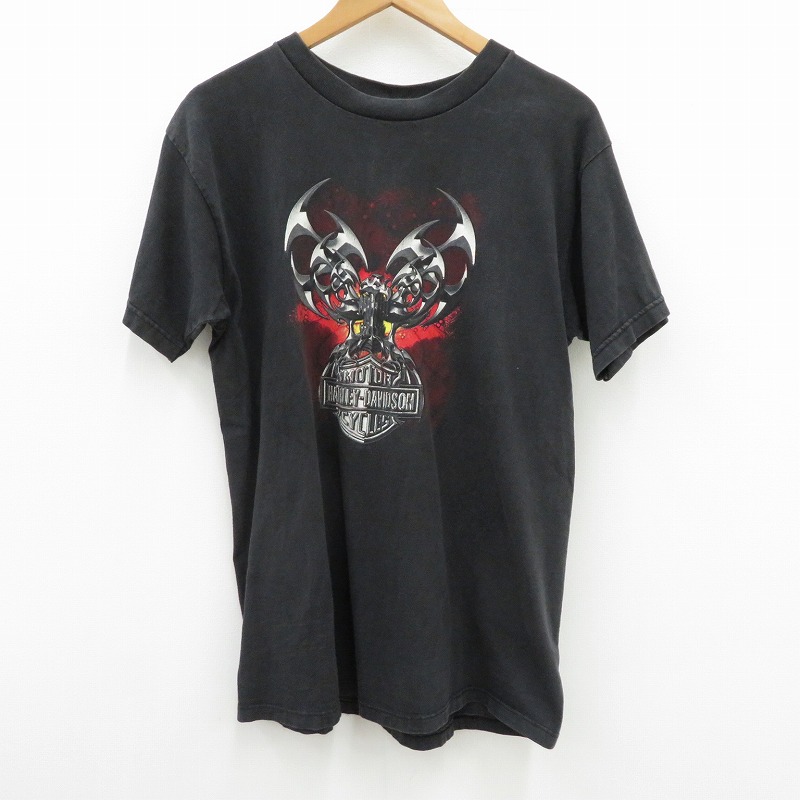 【中古】HARLEY-DAVIDSON | ハーレーダビットソン CEMENT CITY,MI 半袖Ｔシャツ ブラック サイズ：L【瀬戸大橋店】