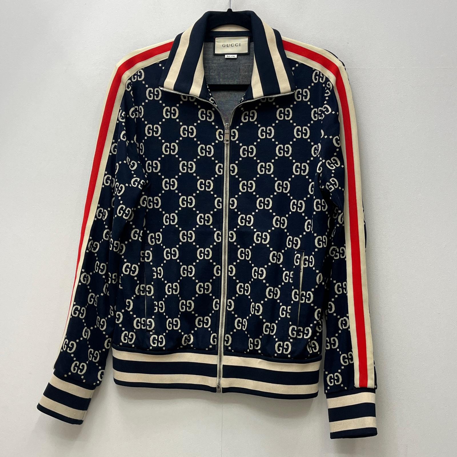 【中古】GUCCI | グッチ GGジャガードコットンジャケット ジャージ 496919 ネイビー サイズ：S【加古川店】