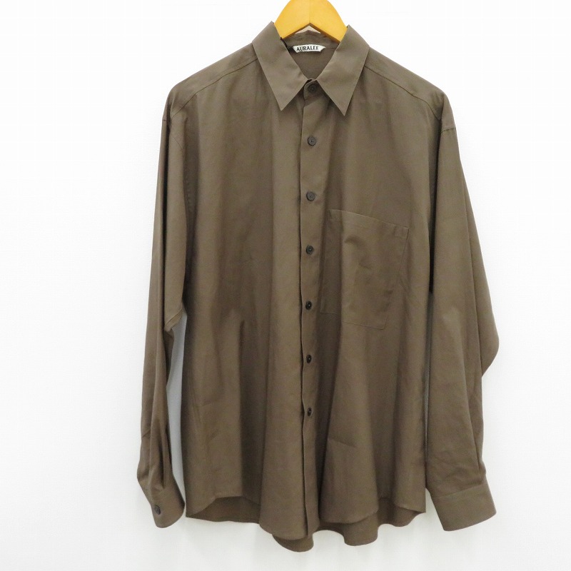 AURALEE (オーラリー) リネンシャツ　ブラウン　サイズ0 楽天市場】【中古】AURALEE WASHED FINX TWILL BIG SHIRTS