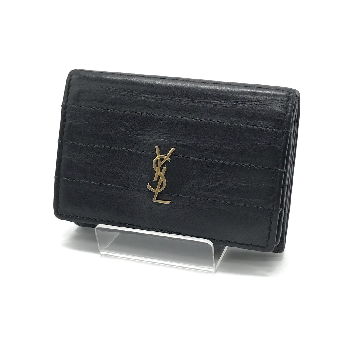 YVES SAINT LAURENT 3つ折り財布 BLACK 箱付き サンローラン YSL 三つ折り財布