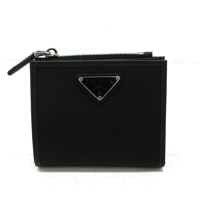 【中古】PRADA | プラダ テスート 二つ折りがま口 2ML049 黒いこと【三重中央局】 メンズ財布-バッグ・小物・ブランド雑貨