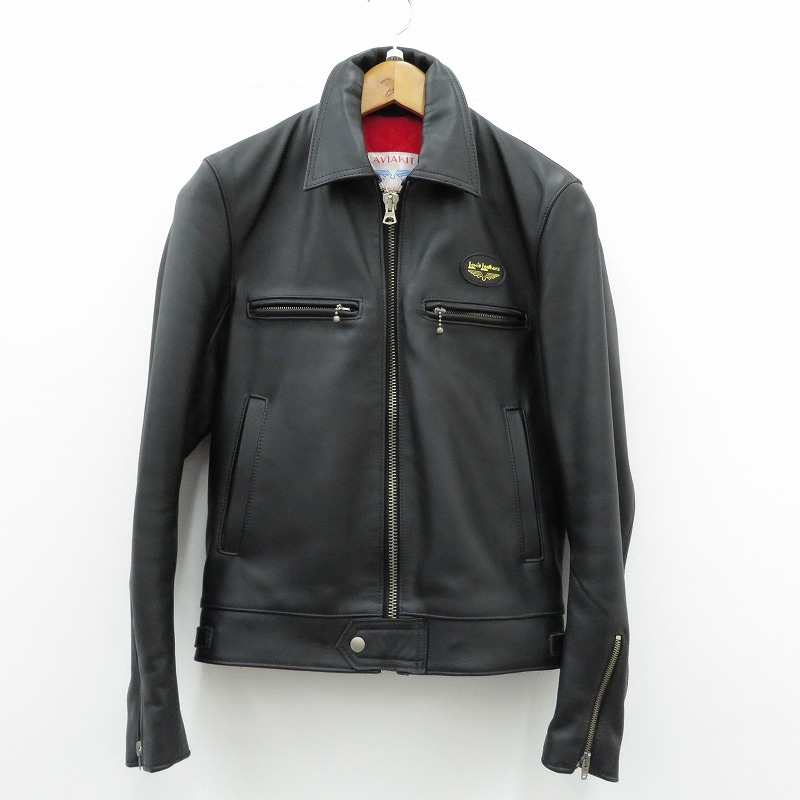 AVIakit ブラックレザー シングルライダース 40