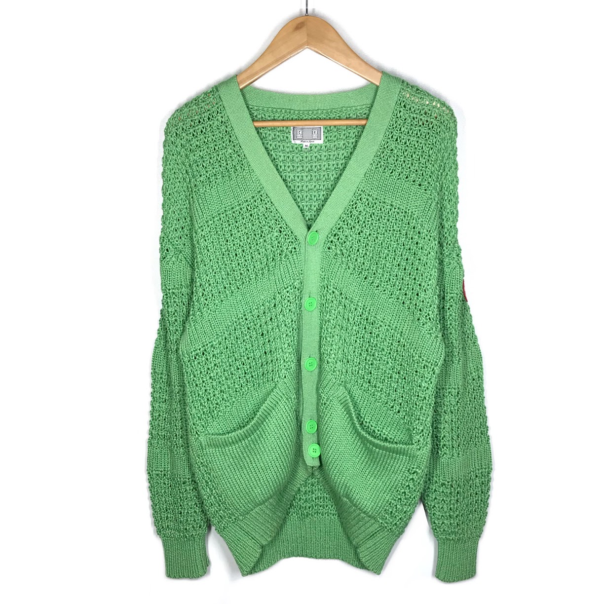 【中古】C.E CAV-EMPT | シーイーキャブエンプト LINE WAFFLE CARDIGAN ワーヘルジレー ジレー 緑であること 大きさ：M【倉吉店】