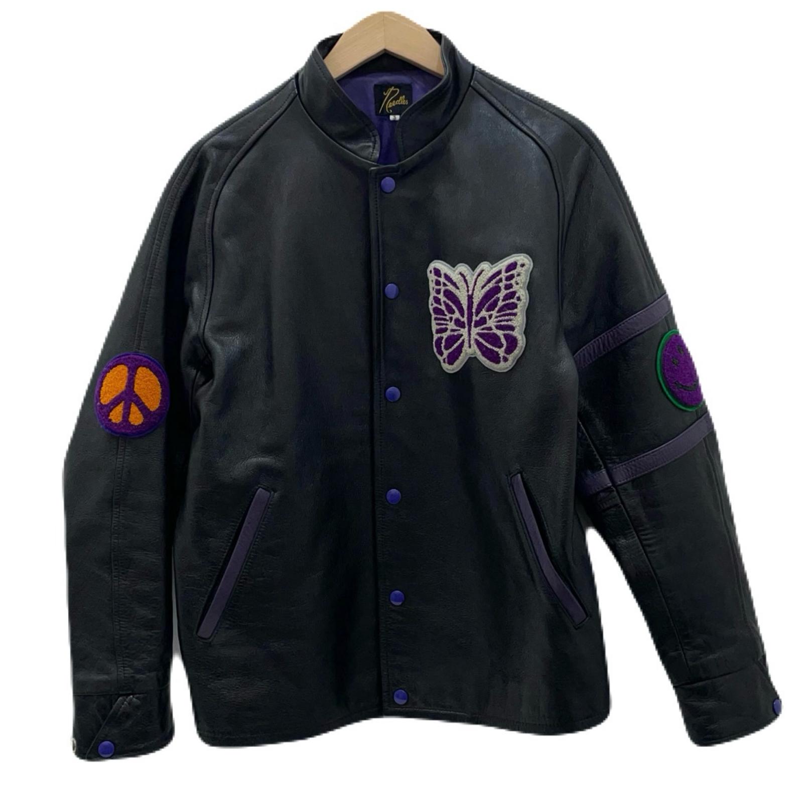 極美品　NEEDLES レザー アワードジャケット カウハイド 2022AW Needles ニードルス 22AW Award Jacket Cowhide Leather