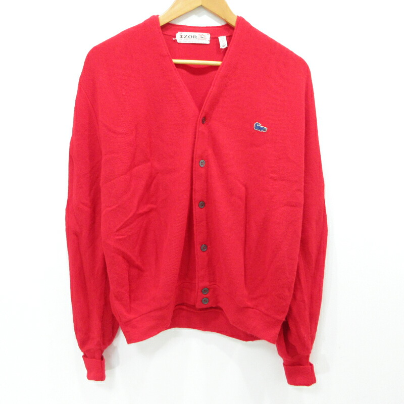 【中古】IZOD LACOSTE | アイゾッド ラコステ カーディガン USA製 アクリルカーディガン レッド サイズ：L【三重本店】