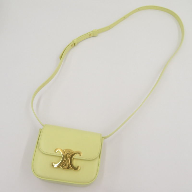 【中古】CELINE | セリーヌ トリオンフ ミニ クロード ショルダーバッグ 10I513DPV.11OY 点火装置黄色【瀬戸大橋店】