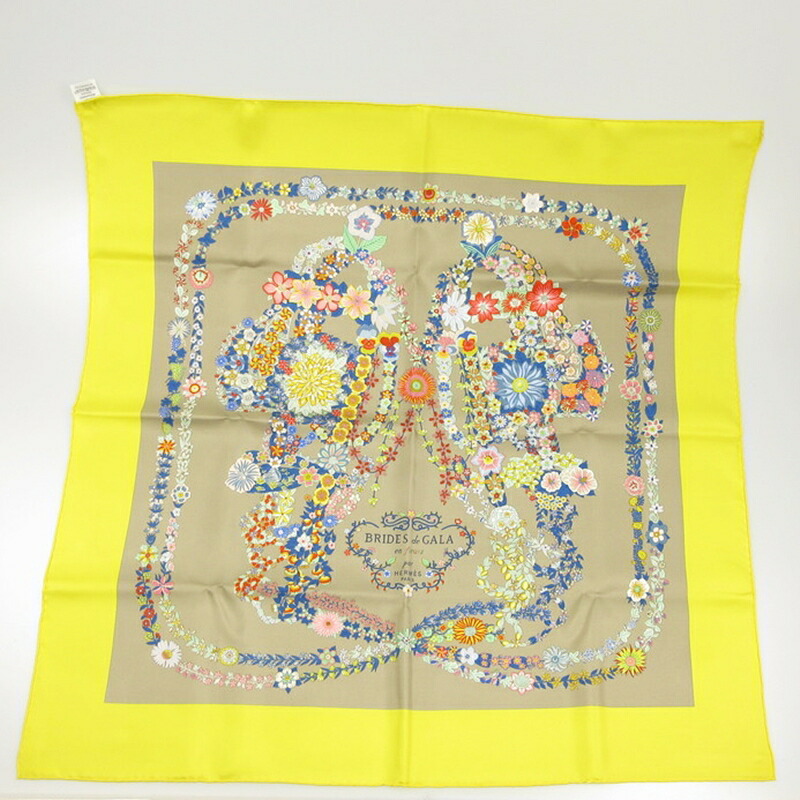 【中古】HERMES | エルメス カレ 90 ブリッド・ドゥ・ガラ・アン・フルール 汗手拭い H004192S 03 2025S/S【姫路東店】 バッグ・小物・ブランド雑貨-レディーススカーフ