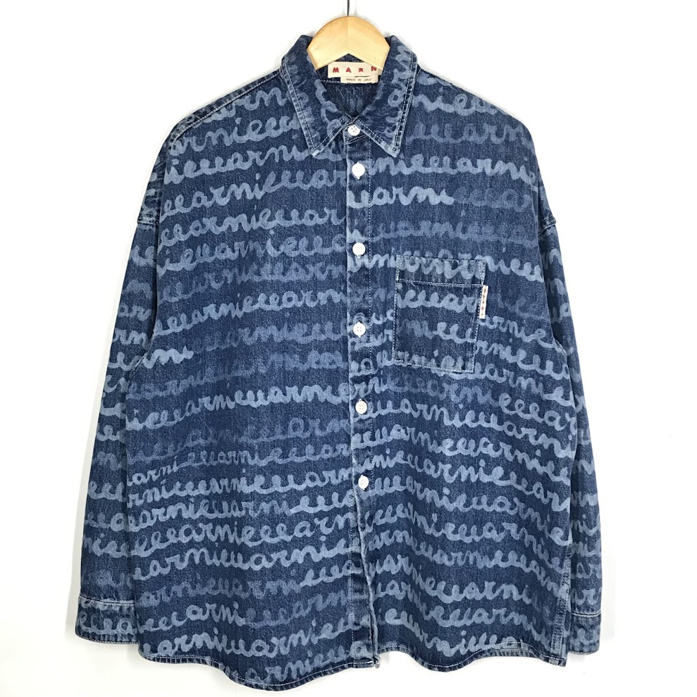 【中古】MARNI | マルニ 23SS Maremarni Denim Shirt in Ocean デニム 総柄 長袖シャツ CJU0061A0 ブルー サイズ：46【倉吉店】